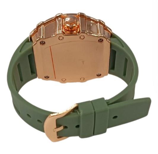 New Rubber Gents Solid Fashion Quartz Movement Screw Decoration Skeleton Dial Rubber Strap Watch Available Multiple Colour