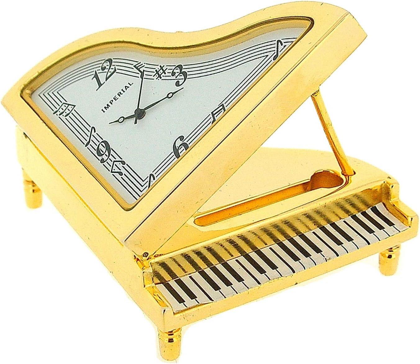 Miniature Clock Gold plated Piano Solid Brass IMP36G - CLEARANCE NEEDS RE-BATTERY