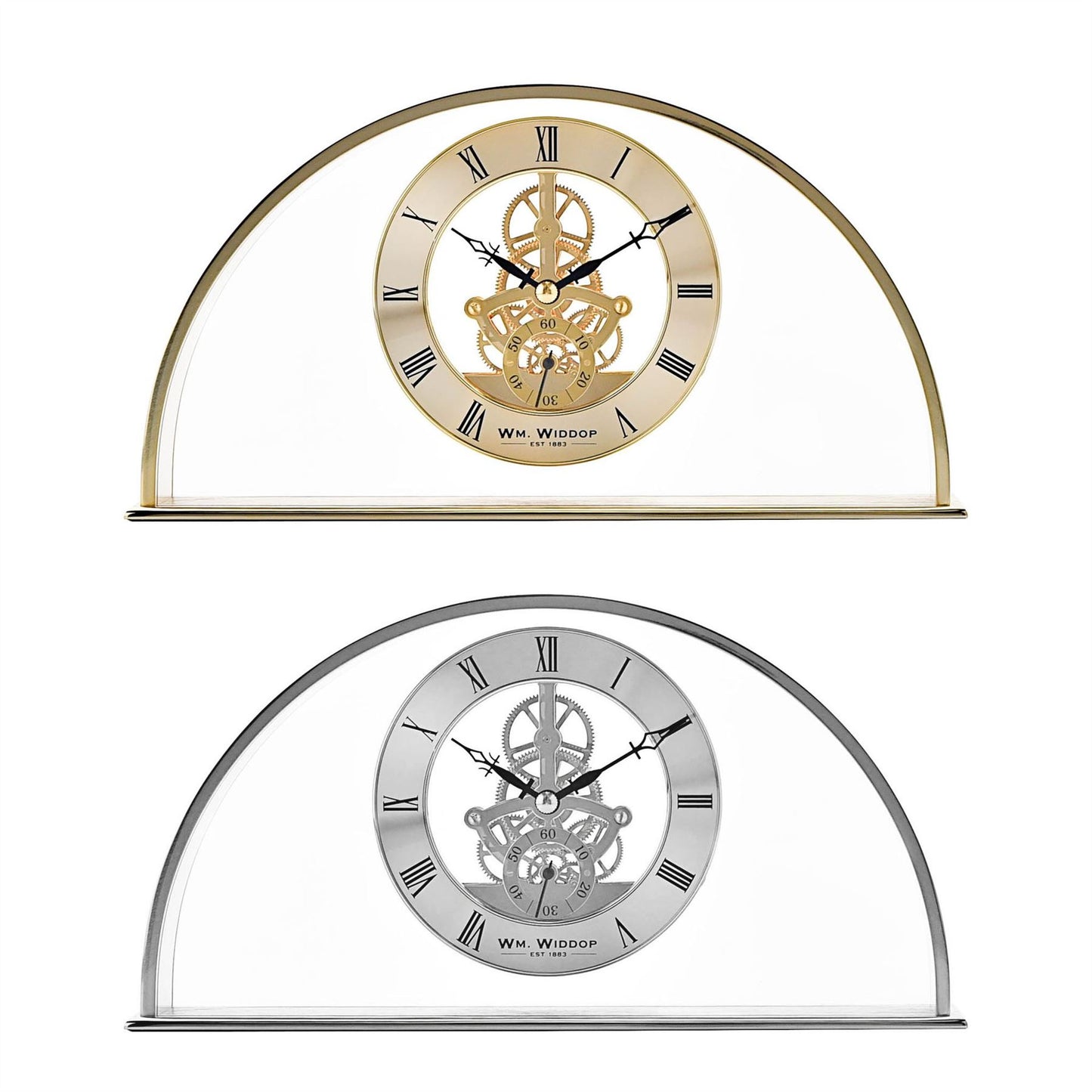 Wm.Widdop Arch Mantel Clock Skeleton Dial Roman W2029 Available Multiple Colour