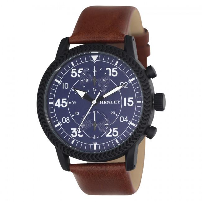 Henley Mens Bold Textured sports Leather Strap Watch H02212 Available Multiple Colour