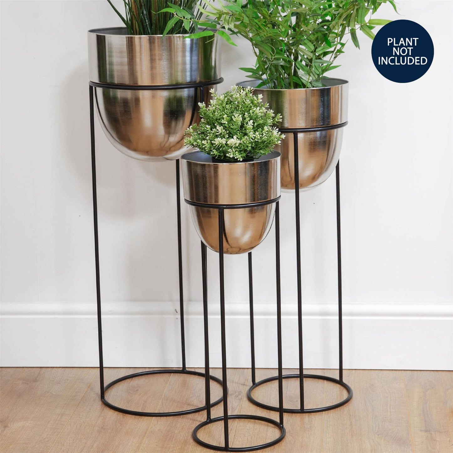 Hestia Set of 3 Extra Tall Silver Metal Planters