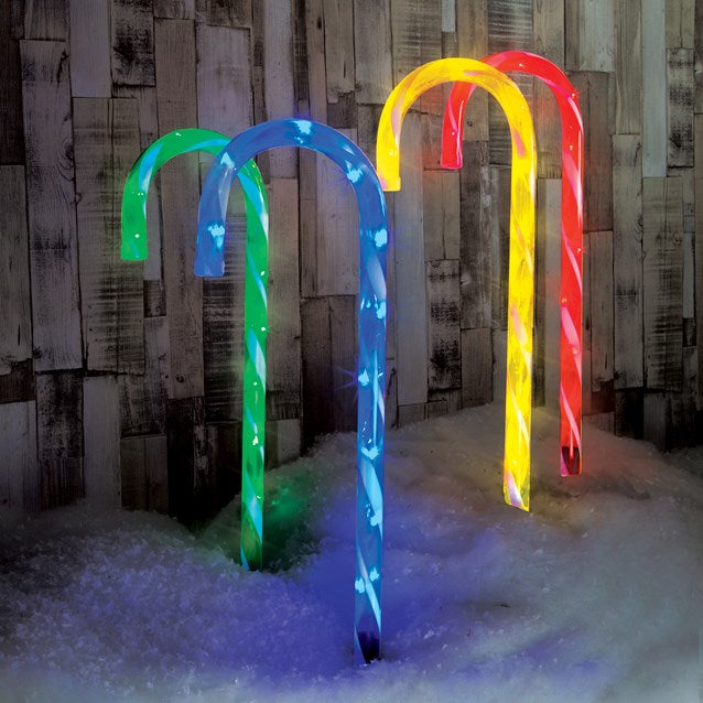 Christmas Workshop 4PC 40LED Candy Cane Stick Stake Lights - Colour (Carton of 6)
