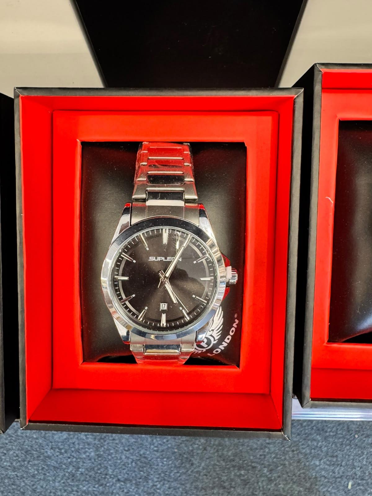 Supleon Men's Luxury Round Watch – Silver Stainless Steel Bracelet