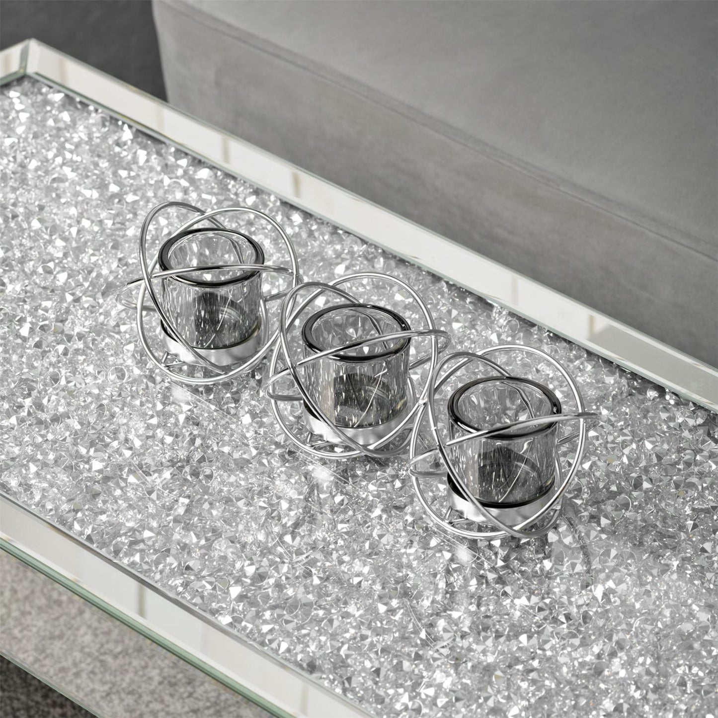 Hestia Triple Smoke Glass Tea Light Holder