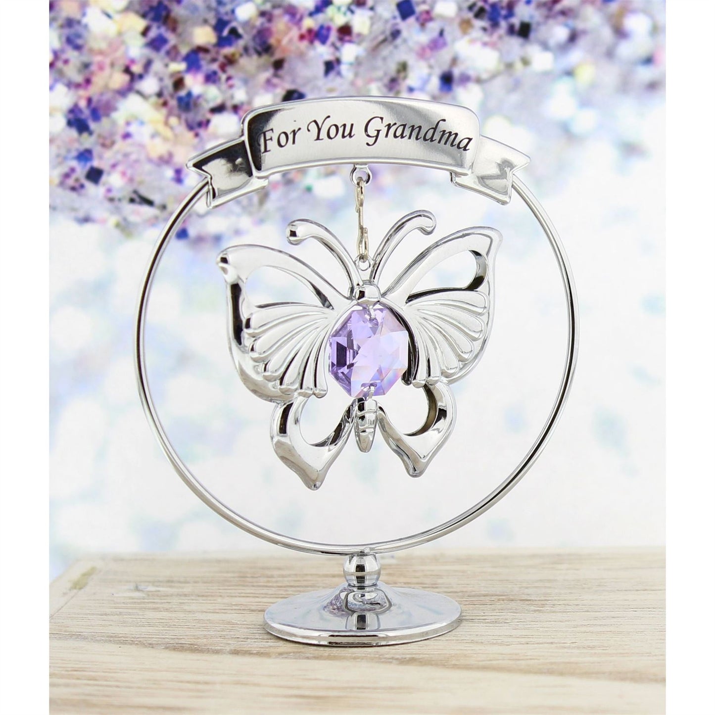 Crystocraft Chrome Plated Circle - 'For You Grandma'