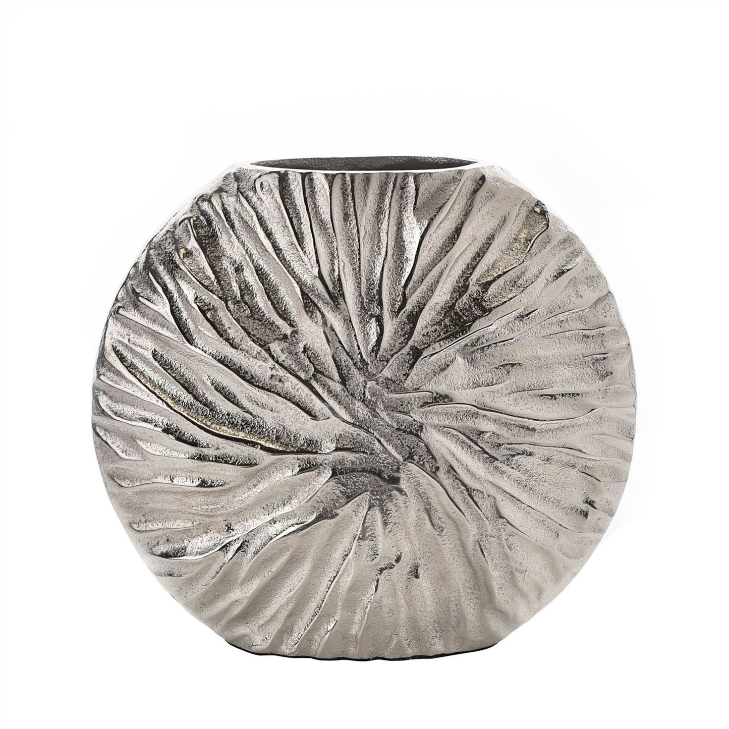 Hestia Silver Metal Textured Round Vase 21x24cm