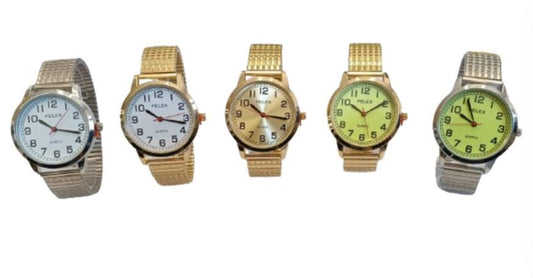 Pelex Mens Big number Metal Bracelet Strap Quartz Watch Available Multiple Colour
