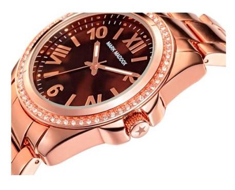 Mark Maddox Ladies Fashion Brown Bling Dial Rosegold Tone stainless steel Bracelet watch - CLEARANCE NEEDS RE-BATTERY