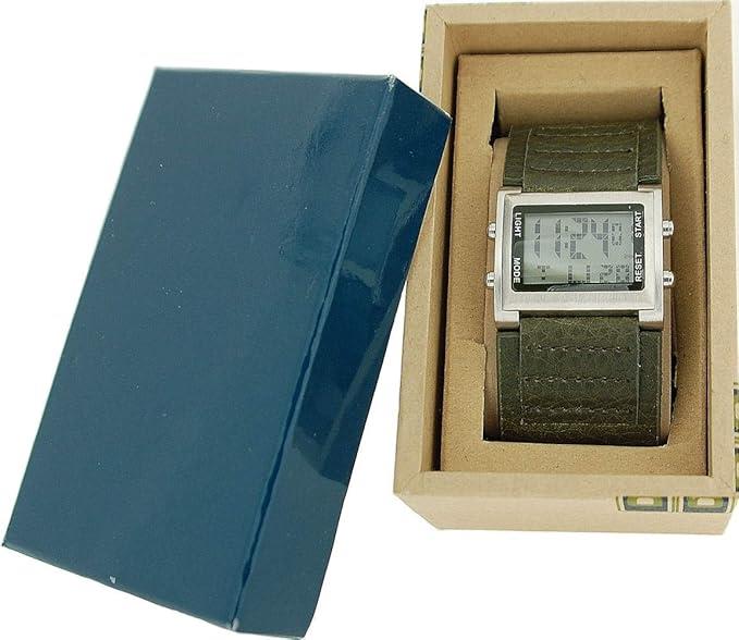 Retro Mens Square Digital Green Rubber Strap Wrist Watch RETRO-10B - CLEARANCE NEEDS RE-BATTERY