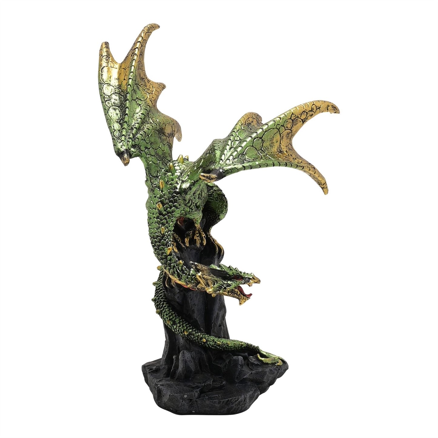 Green Dragon on Rocks Figurine