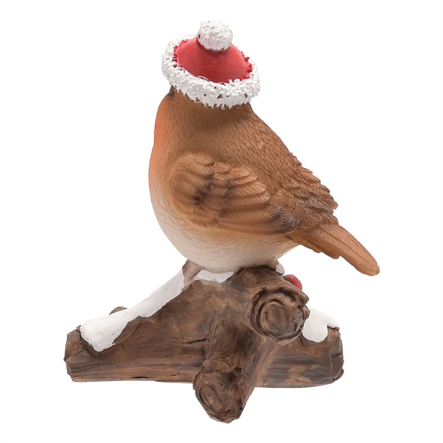 Christmas Robin Figurine on a Branch with Berries