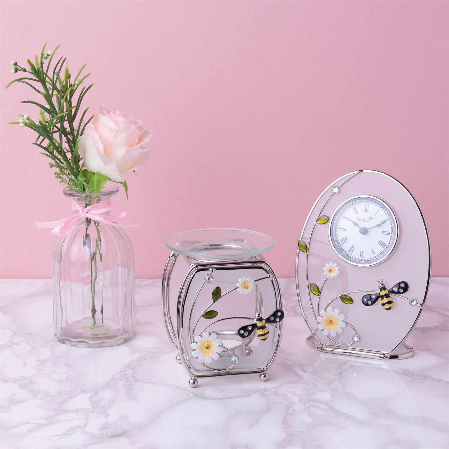 Wm.Widdop Glass Oval Crystals Mantel Clock Available Multiple Design