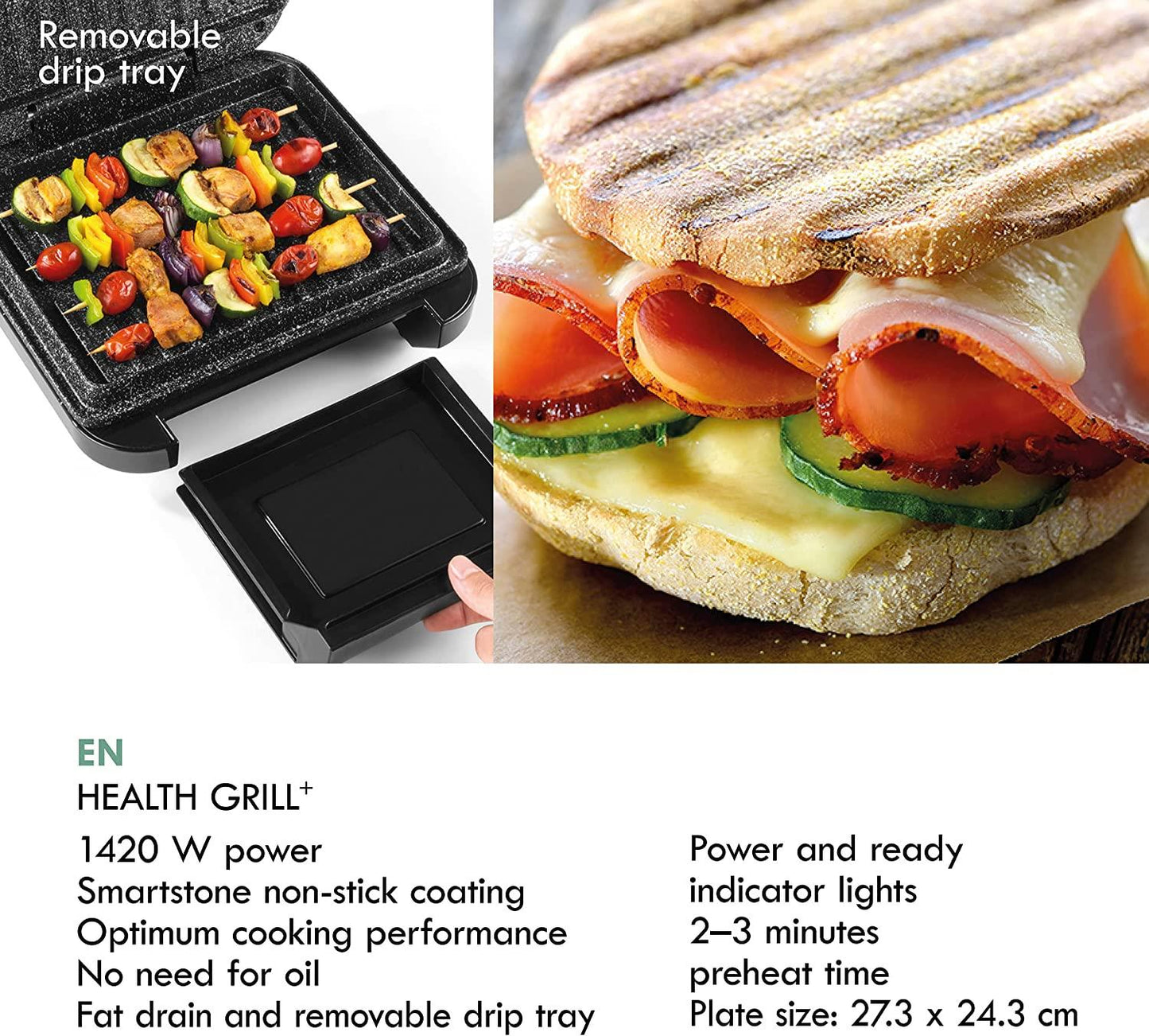 Progress Smartstone Non-Stick Health Grill+ and Panini Press