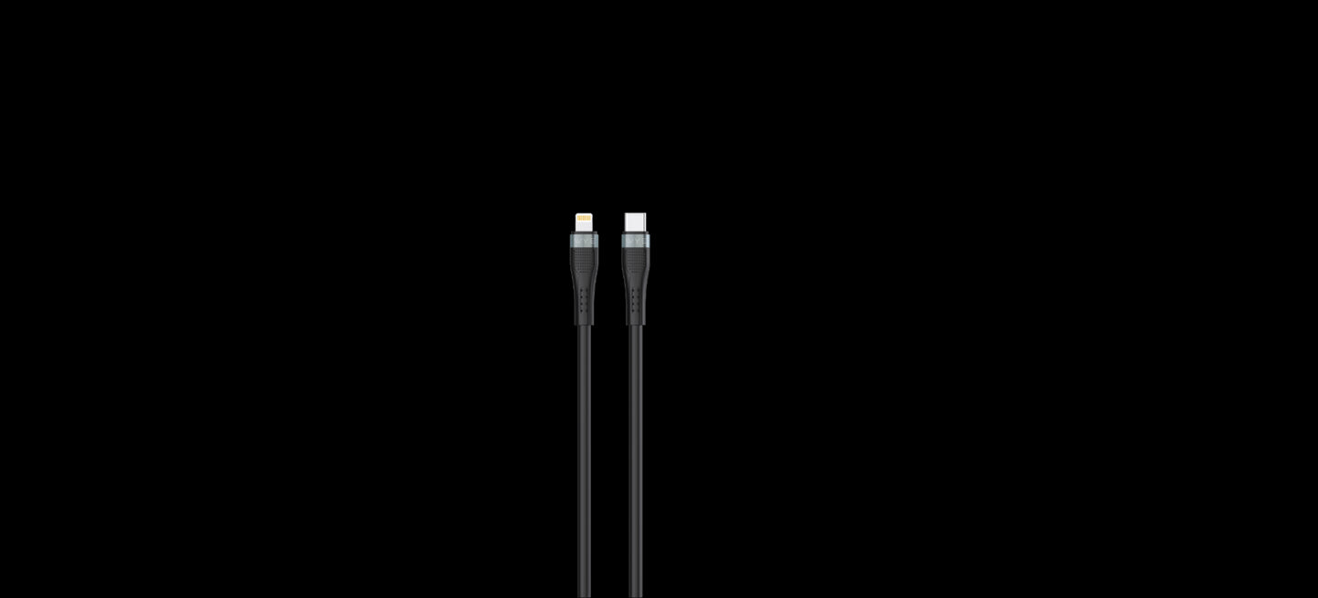 Fast Charging Wyeflow 27W C to 8 Pin Charging Cable with Ultra Fast Data Transfer Capacity 1m Black
