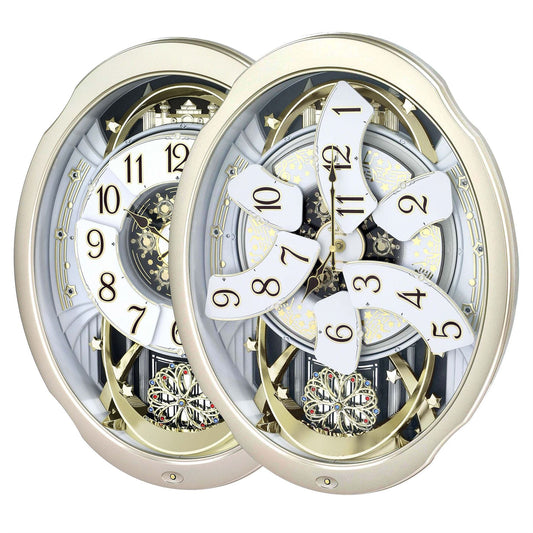 Rhythm Magic Motion Clock Rotating Pend - Gilt