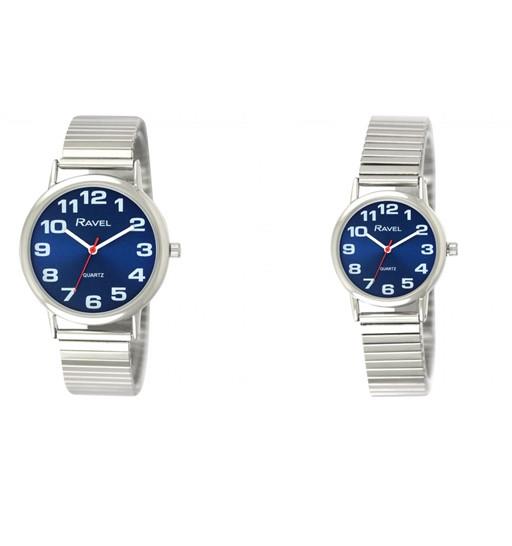 Ravel Mens & Ladies Blue Dial Silver Expander Bracelet Watch R0208.46