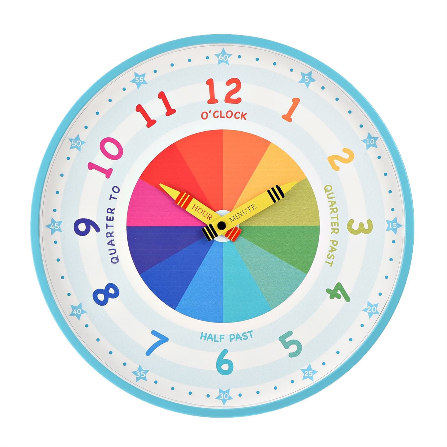 Hometime Childrens Tell the Time Wall Clock - Blue 30cm