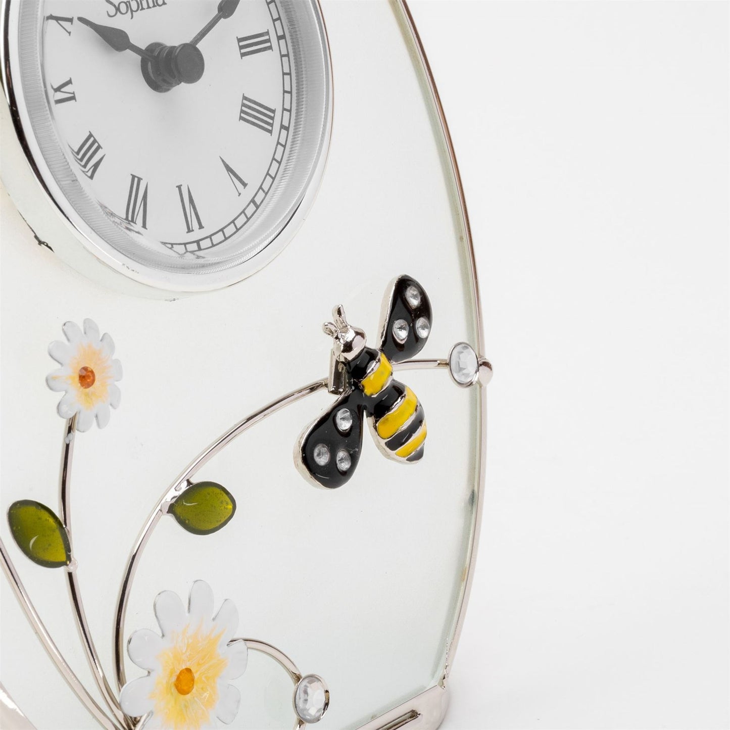 Wm.Widdop Glass Oval Crystals Mantel Clock Available Multiple Design