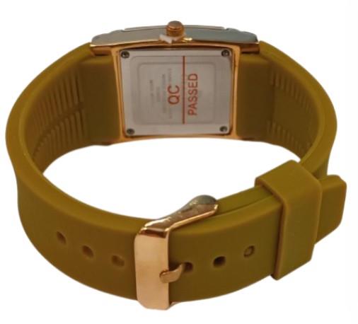 Clasico Ladies Water Resistant Bling Big Square Dial Rubber Strap WatcH Available Multiple colour