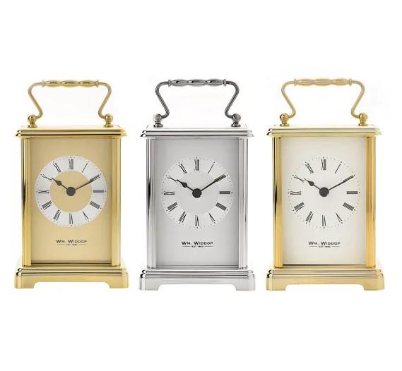 Widdop Roman Number Carriage Metal Clock Available Multiple Colour