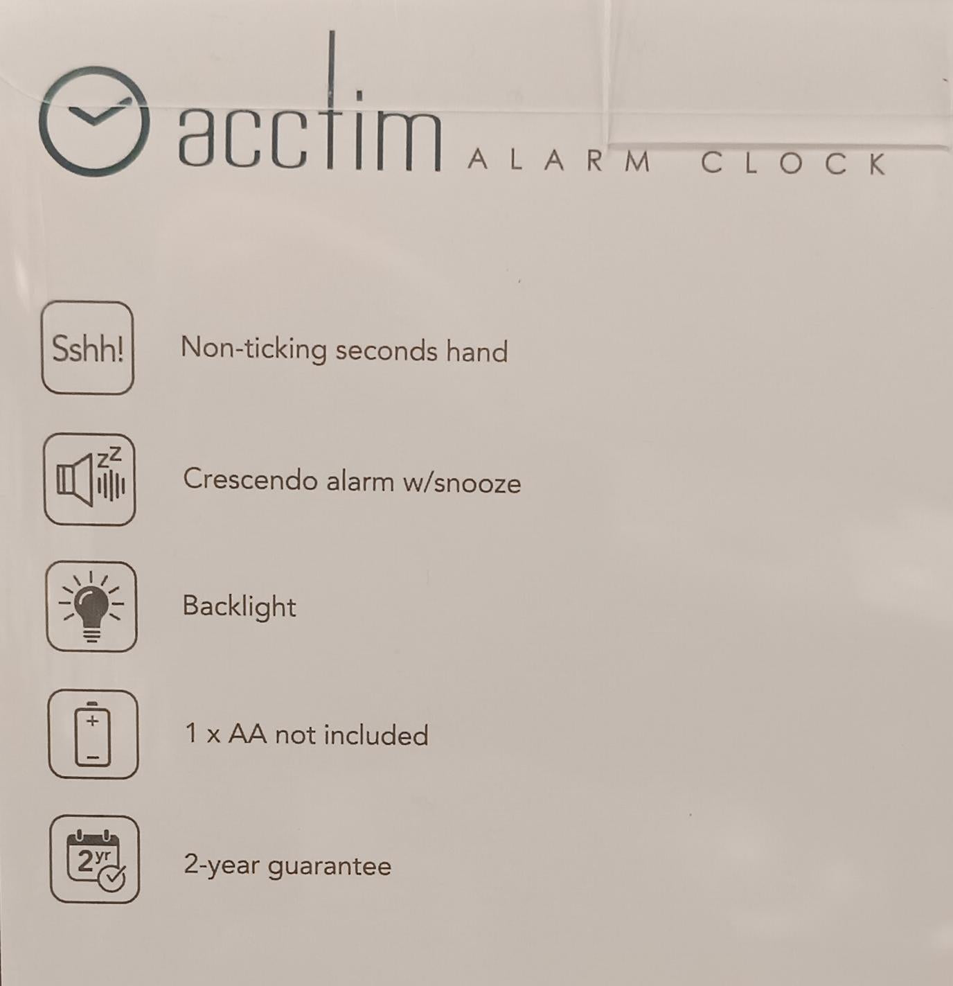 Acctim Jefferson Silent Sweep, Crescendo and Light features Bedside Alarm Clock in Silver - 16487
