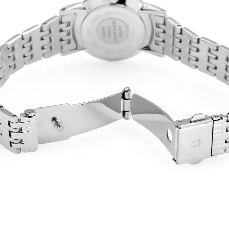 Bulova Women's Diamond Black mother of pearl Dial with Stainless Steel Strap Watch 96P148