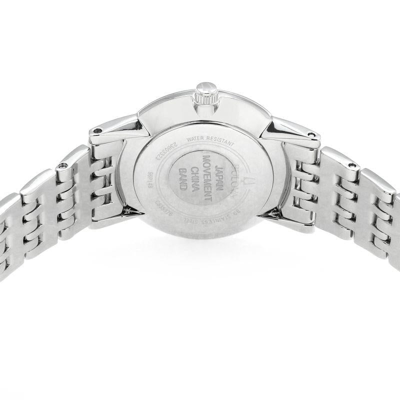 Bulova Women's Diamond Black mother of pearl Dial with Stainless Steel Strap Watch 96P148