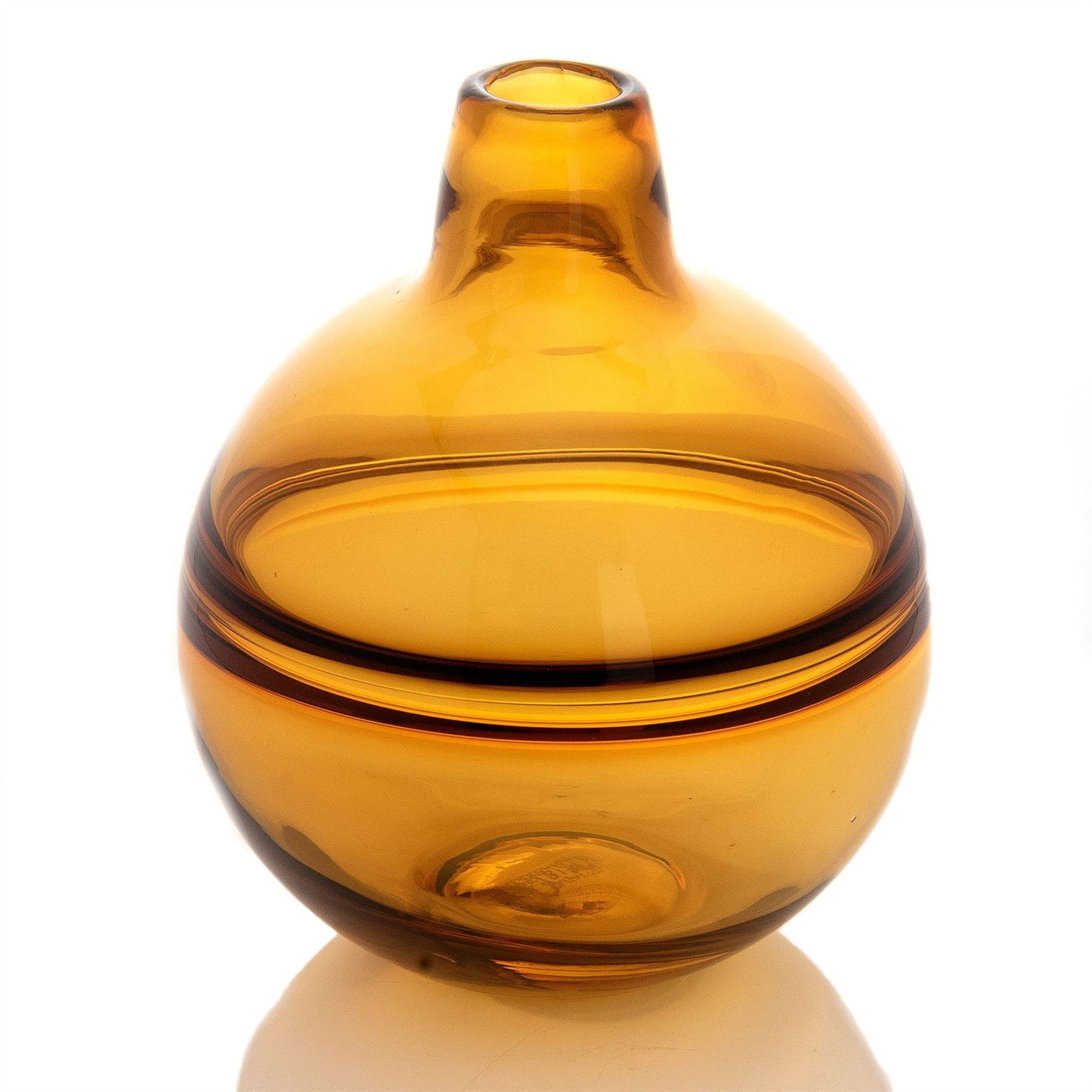 Hestia Round Amber Coloured Glass Vase - Small