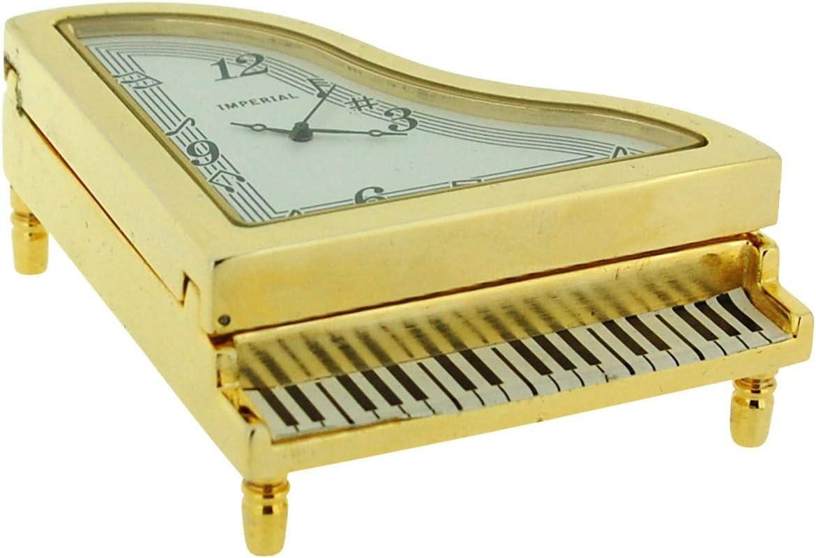 Miniature Clock Gold plated Piano Solid Brass IMP36G - CLEARANCE NEEDS RE-BATTERY
