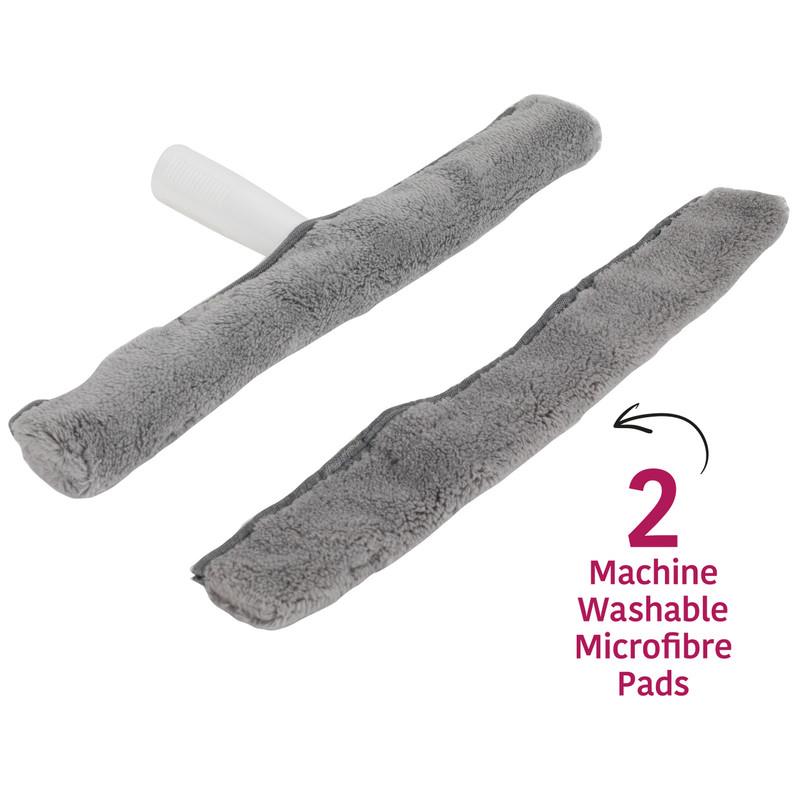 Five-Piece 2-In-1 Microfibre Window Cleaning Set With Telescopic Handle