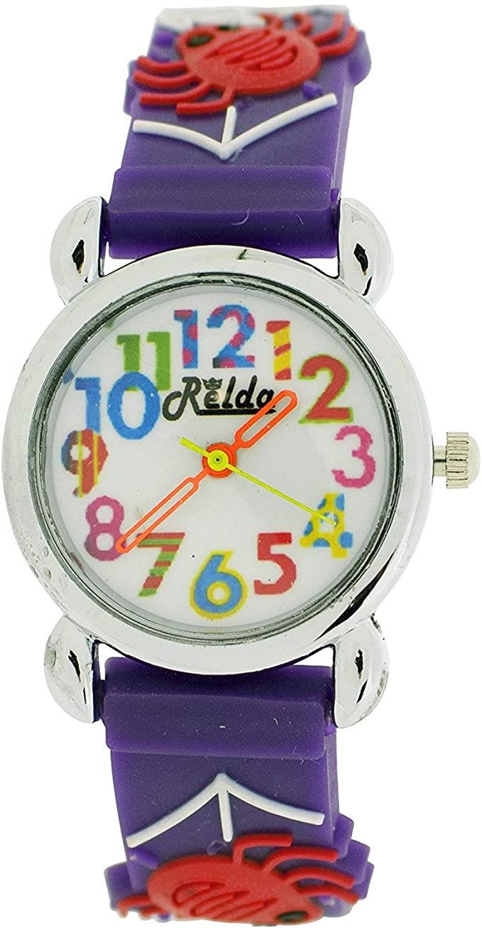 Relda Children's Big Number Analog Silicone Strap Girl's Watch REL10 Available Multiple Colour