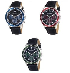 Henley Mens Polished Round Sports Case with Leather Strap Watch H02210 Available Multiple Colour