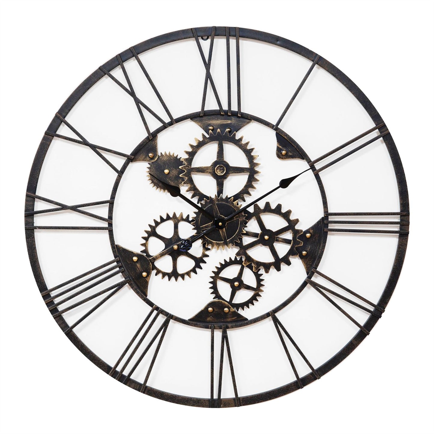 Hometime Metal Skeleton Wall Clock Bronze Roman Numeral 83cm