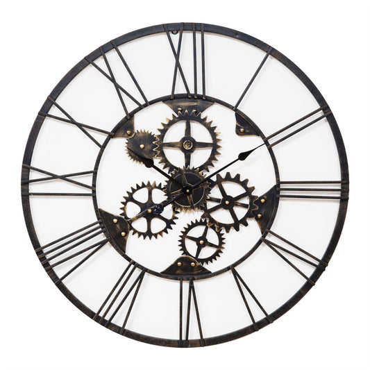 Hometime Metal Skeleton Wall Clock Bronze Roman Numeral 83cm