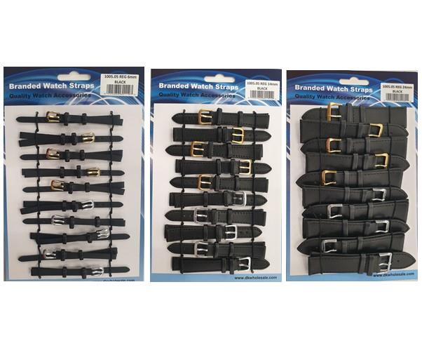 Leather Black Watch Straps Pk10 Available sizes 10mm To 24mm 1005.05