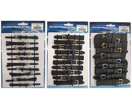 Leather Black Watch Straps Pk10 Available sizes 10mm To 24mm 1005.05