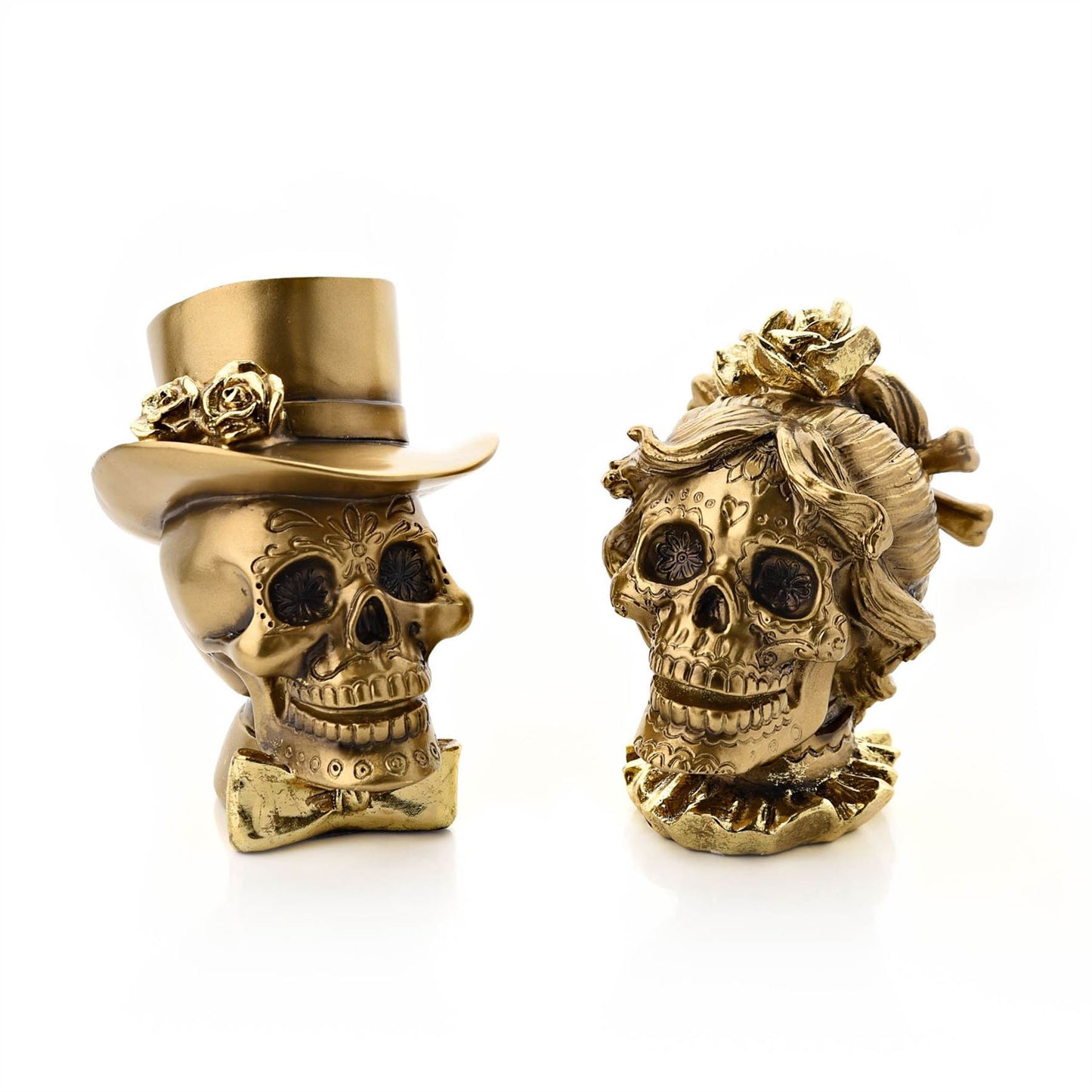 Gold Skull Resin Figurine