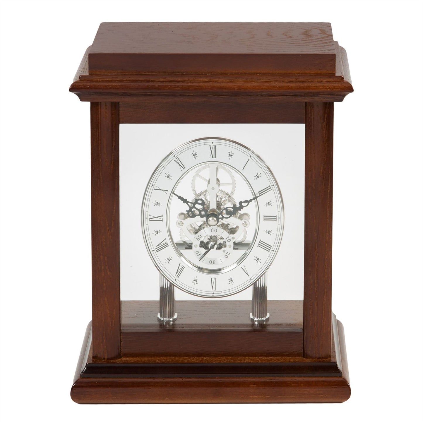 Wm.Widdop Skeleton Movement Wooden Mantel Clock 26cm