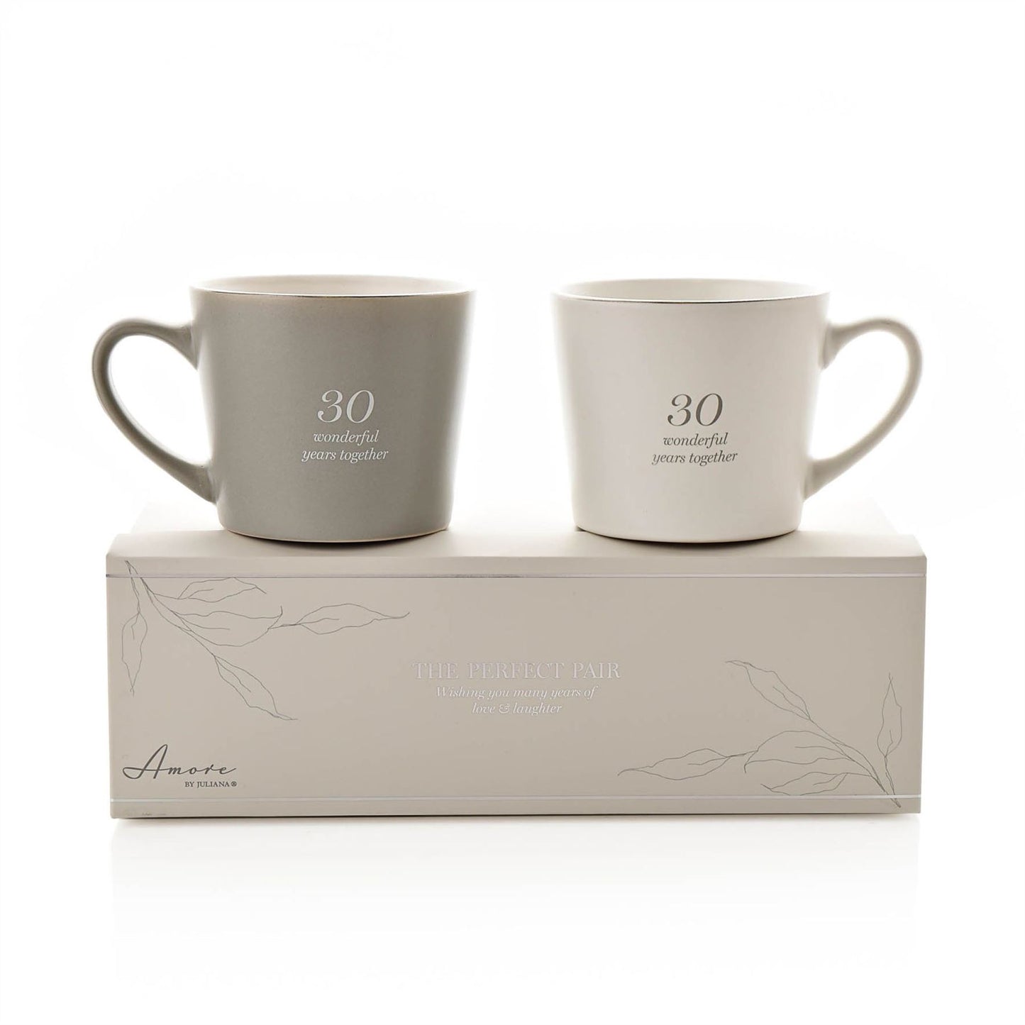 Amore Set of 2 Grey & White Mugs - 30th Anniversary (MINIMUM ORDER QUANTITY 2)