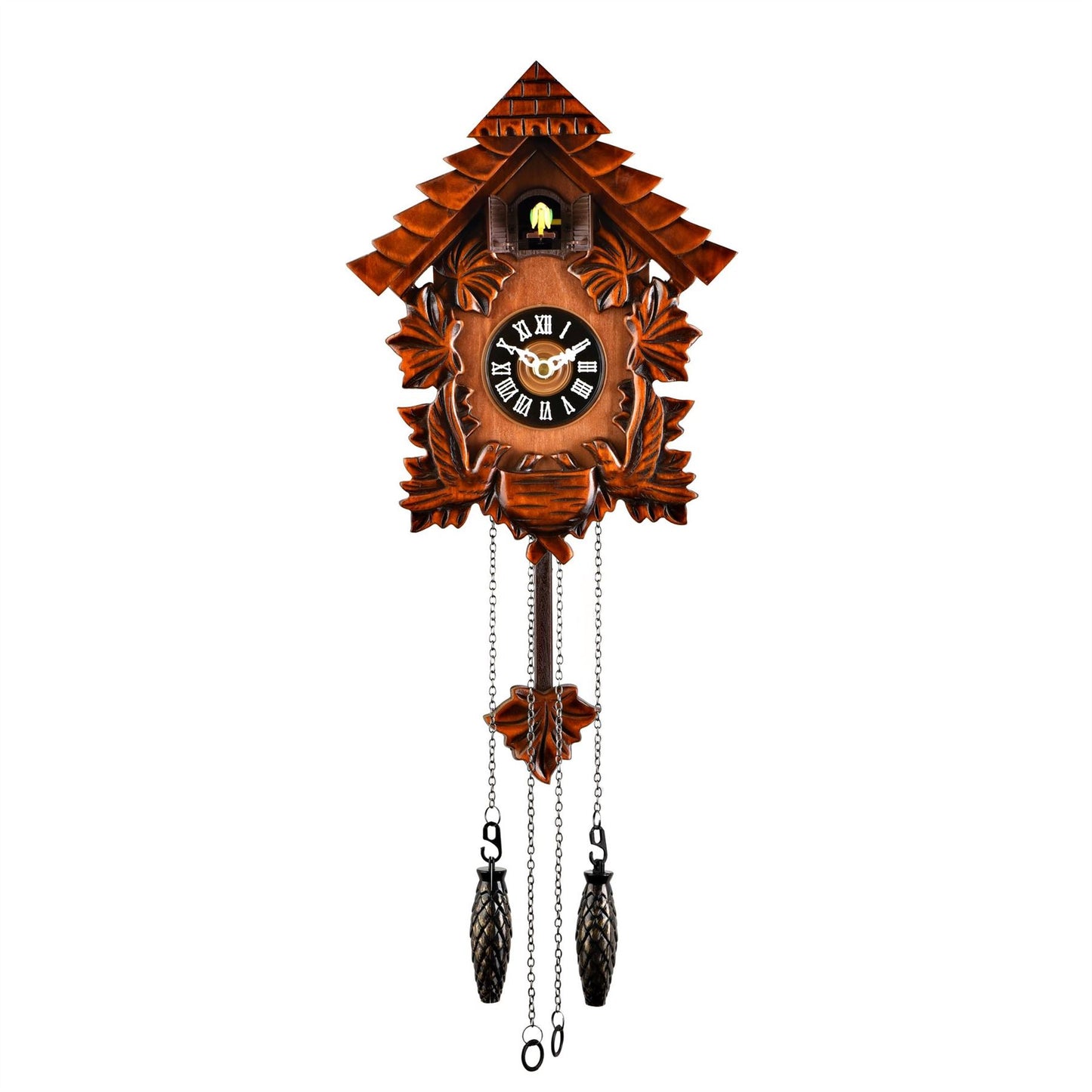 Qtz Cuckoo Clock - Wooden - Pitched Roof