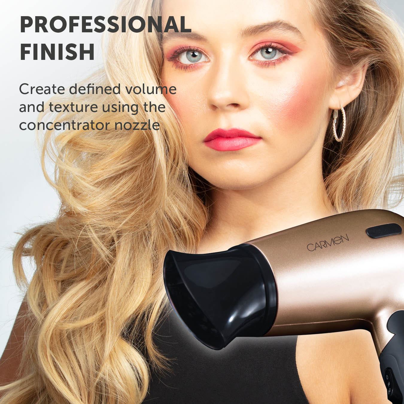 Carmen Noir 1200W Travel Hair Dryer Black