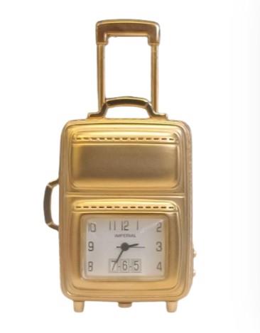 Miniature Clock Gold Plated Travel Bag Solid Brass IMP608G - CLEARANCE NEEDS RE-BATTERY