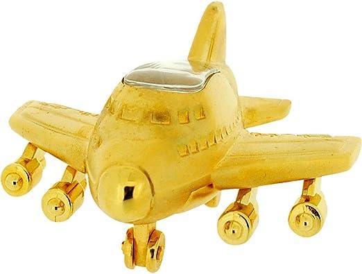 Miniature Clock Gold Aeroplane Solid Brass IMP1015G - CLEARANCE NEEDS RE-BATTERY