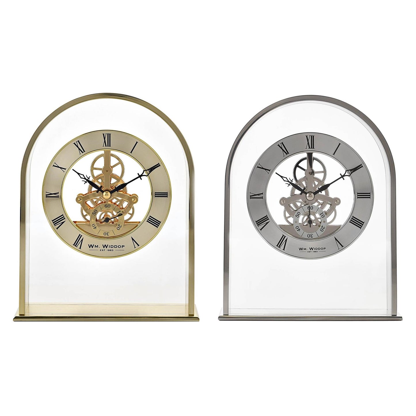 Wm.Widdop Arch Mantel Clock Skeleton Dial Roman W2028 Available Multiple Colour