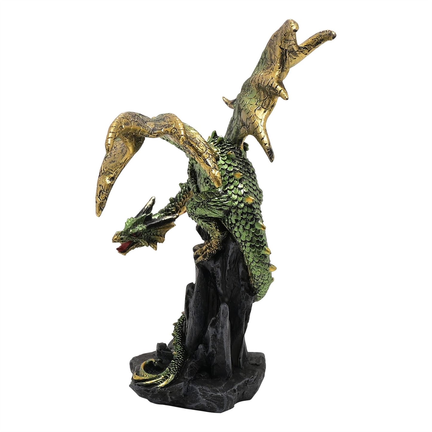 Green Dragon on Rocks Figurine