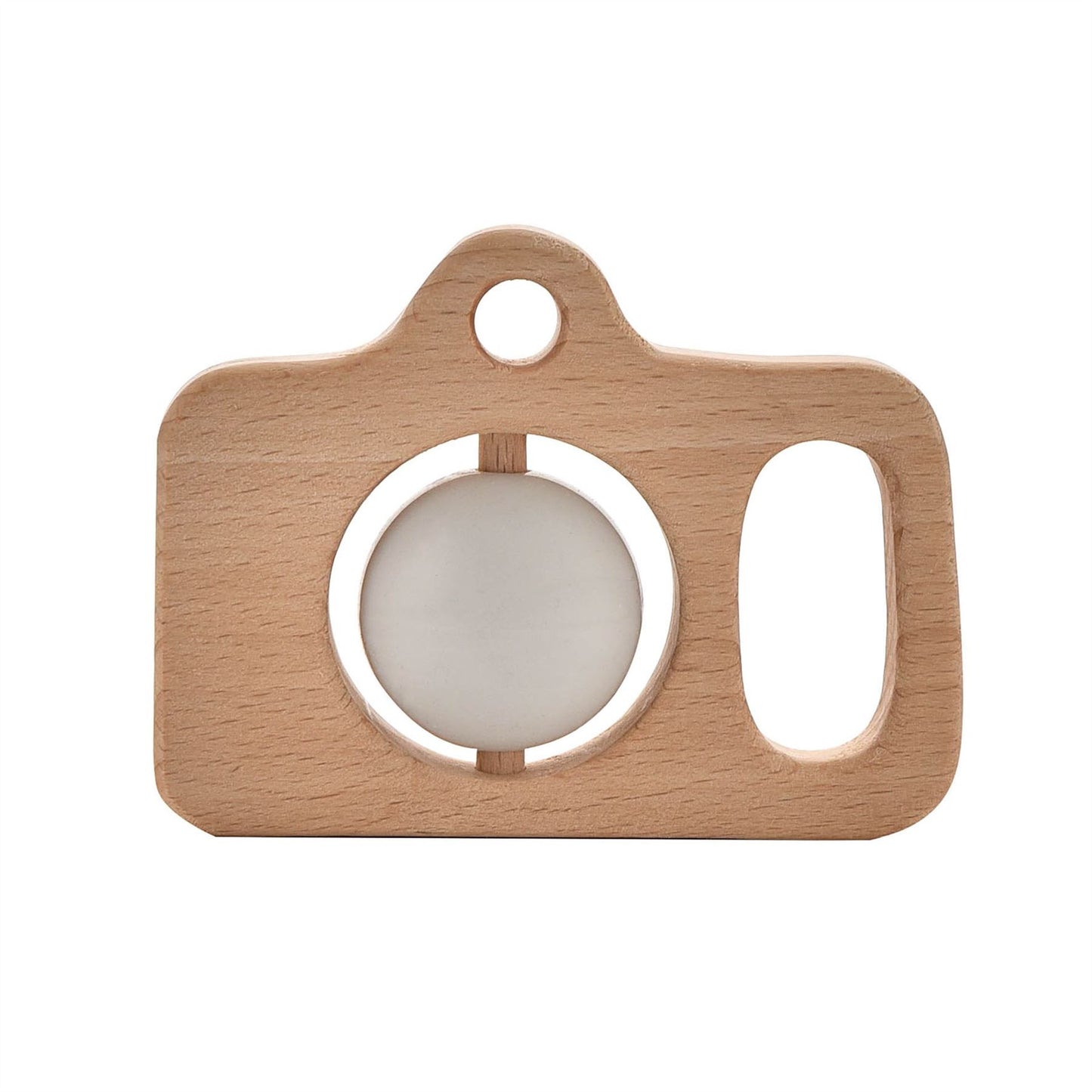 Bambino Wood & Silicone Camera Teether Natural