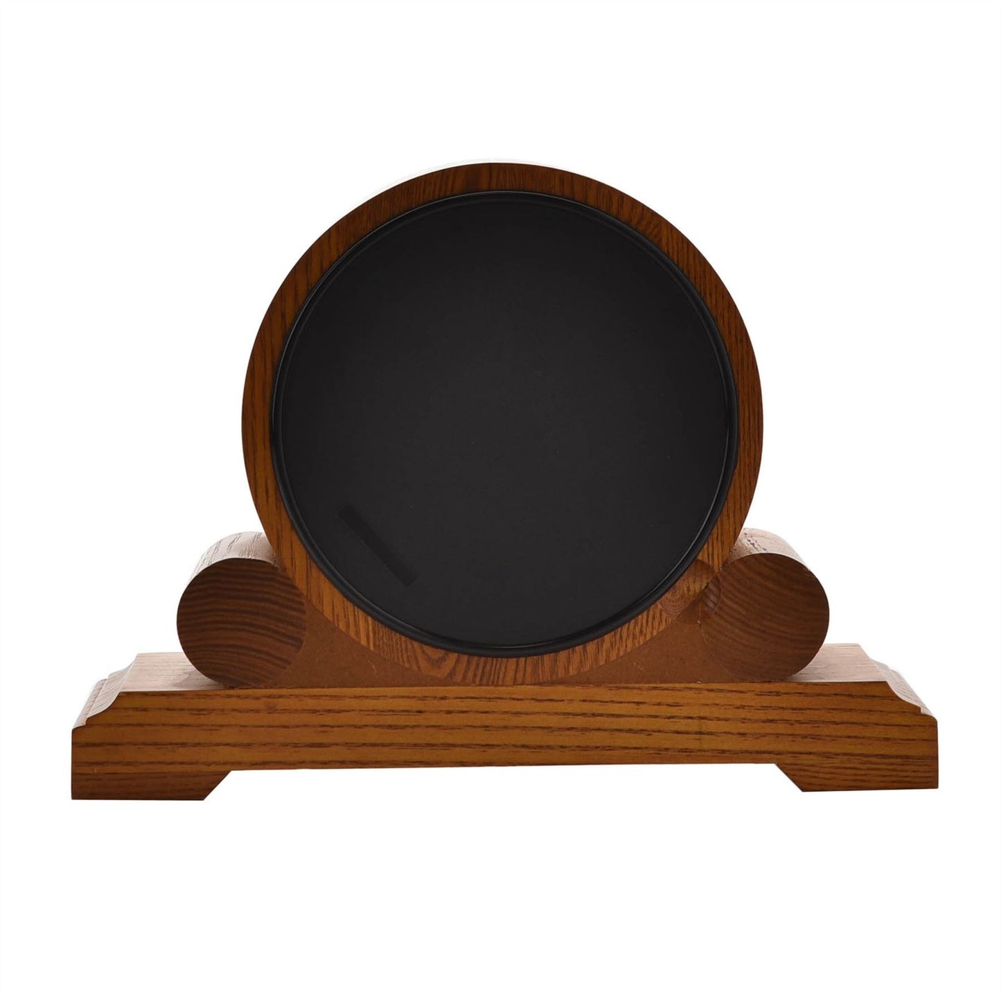 Wm.Widdop Qtz Mantel Clock Round Double Scroll - Walnut