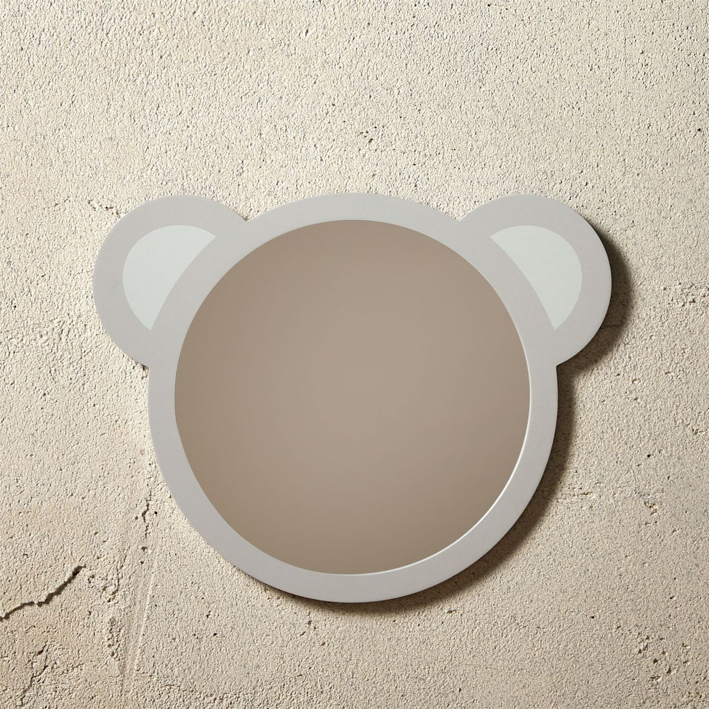 Bambino Wooden Teddy Head Acrylic Mirror Grey 29cm height