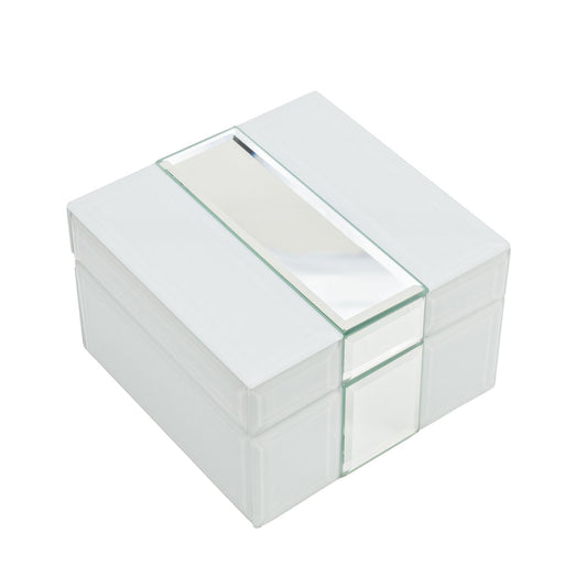 Hestia White & Silver Glass Box 12.5cm