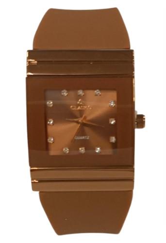 Clasico Ladies Water Resistant Bling Big Square Dial Rubber Strap WatcH Available Multiple colour